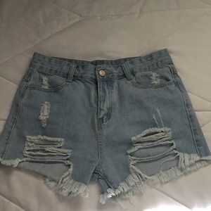 Distressed high waisted shorts